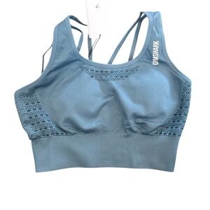 Gymshark Energy Seamless Crop Top‎ Size Medium Stone Blue NWT
